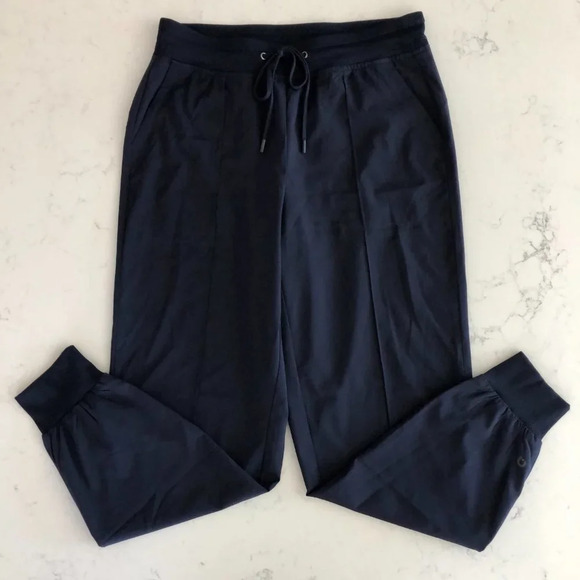 Hyba Lightweight Pull On Jogger Pants Ribbed Drawstring Waist + Cuffs Navy Sz S - Picture 14 of 14